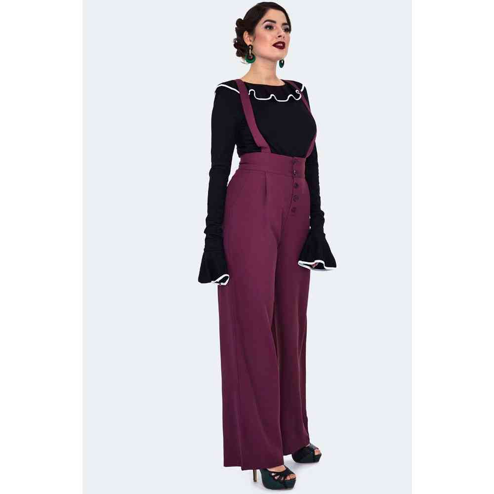 Voodoo Vixen - Purple High Waisted Suspender Weite Hose - Lila